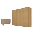 Ver imagem 2 de Conjunto Guarda-Roupa Casal 6 Portas 6 Gavetas Cômoda 8 Gavetas com Tampo MDF Lizz Marrom/Hanover