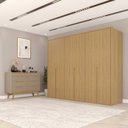 Ver imagem 1 de Conjunto Guarda-Roupa Casal 6 Portas 6 Gavetas Cômoda 8 Gavetas com Tampo MDF Lizz Marrom/Hanover