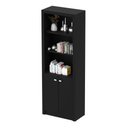 Ver imagem 2 de Kit Escritório Completo 5 Peças Mesa em L Estantes Balcão 4 Portas 5 Gavetas Preto Tecno Mobili
