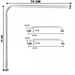 Alça Barra de Apoio 70x70 com 2 Alças 40cm Cadeirante, Idoso, Gestante Único - 2