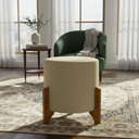 Ver imagem 5 de Kit 2 Puff Decorativo Thor Linho Bege Luxo Pés de Madeira Sala Moderna