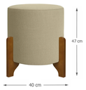 Ver imagem 2 de Kit 2 Puff Decorativo Thor Linho Bege Luxo Pés de Madeira Sala Moderna