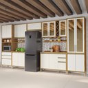Ver imagem 1 de Armário de Cozinha Modulada com Balcão e Tampo 17 Portas 5 Gavetas Pérola Premium 100% Mdf Vidro Ref