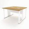 Mesa de Trabalho para Escritório 2 Lugares Mac Bra 1,20m Macadamia com Branco - 8