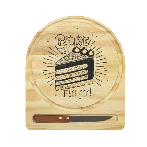 Kit Boleira Suporte de Madeira Pinus Original com Faquinha