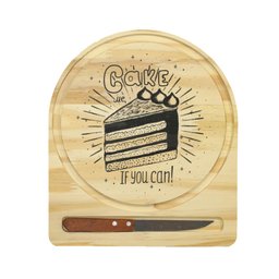 Kit Boleira Suporte De Madeira Pinus Original Com Faquinha - 1