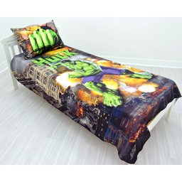 Jogo De Lençol Decorativo E Fronha Solteiro Hulk, Kit 2 pçs - 2