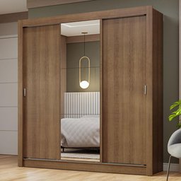 Guarda-roupa Casal 3 Portas de Correr com Espelho Rustic Nobre Madesa - 1