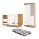 Ver imagem 2 de Quarto de Bebê Guarda Roupa 3 Portas e Berço Mini Cama com Colchão 100% MDF Encanto