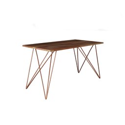 Mesa Trama Madeira e Ferro 1,50 X 0,90 Estilo Industrial Pes Cobre - 1