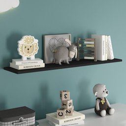 Prateleira Flutuante Quarto Infantil com Suporte Invisível 68x20cm Yara Preto - Lumil - 2
