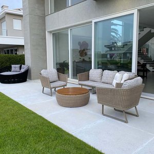 Conjunto Paris em Corda Náutica - 1 Sofá 3l + 2 Poltronas + 1 Mesa com Champanheira
