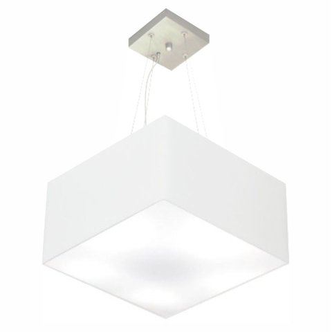 Lustre Pendente Quadrado Vivare Md-4195 Cúpula em Tecido 25/40x40cm - Bivolt - Branco - Bivolt