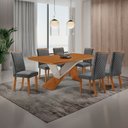 Ver imagem 2 de Mesa de Jantar Yasmin 180cm Tampo MDF Canto Copo Laminado com 6 Cadeiras Lira