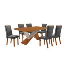 Ver imagem 1 de Mesa de Jantar Yasmin 180cm Tampo MDF Canto Copo Laminado com 6 Cadeiras Lira