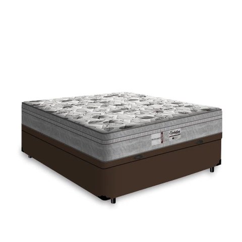 Cama Box Baú Casal + Colchão de Molas Ensacadas Evolution Probel/prodormir 138x188x74 Cm:marrom