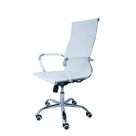 Conjunto 5 Cadeiras de Escritório Charles Eames Esteirinha Alta Branca