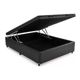 Cama Box Baú Casal Reforçada Fabricação Própria - Corino Preto - 3