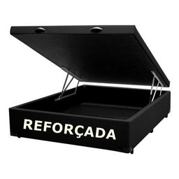 Cama Box Baú Casal Reforçada Fabricação Própria - Corino Preto - 1