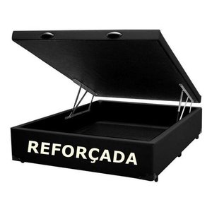 Cama Box Baú Casal Reforçada Fabricação Própria - Corino Preto