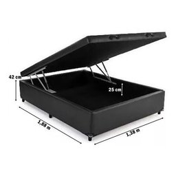 Cama Box Baú Casal Reforçada Fabricação Própria - Corino Preto - 4