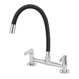 Torneira Misturador Gourmet Preto Flexível Cozinha Pia Mesa - 1