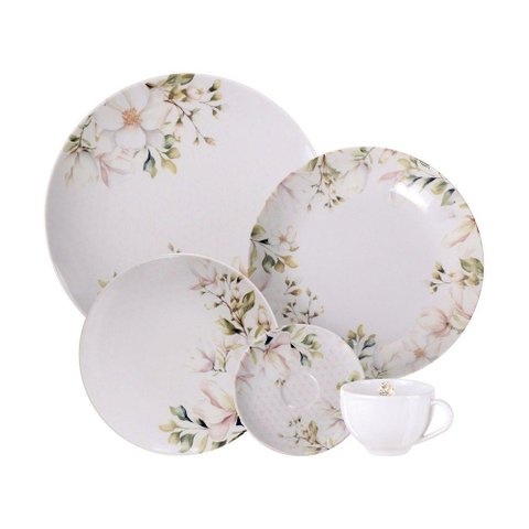 Aparelho de Jantar Tramontina Magnólia em Porcelana Decorada 20 Peças Tramontina