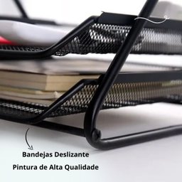 Kit 8 Bandeja Organizadora Dupla de Papel Documentos A4 para Mesa de Escritório - 5