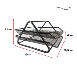 Kit 8 Bandeja Organizadora Dupla de Papel Documentos A4 para Mesa de Escritório - 6