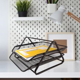 Kit 8 Bandeja Organizadora Dupla de Papel Documentos A4 para Mesa de Escritório - 8