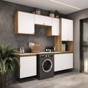 Ver imagem 1 de Lavanderia Modulada Kappesberg Celeste 6 Peças Nogueira/branco 250cm
