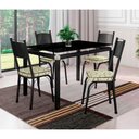 Ver imagem 1 de Conjunto Mesa de Jantar Tubular com 4 Cadeiras Malva Tampo Vidro 107cm SF Preto 151 Assento Cedro -