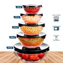 Ver imagem 2 de Kit de 5 Tigelas de Vidro com Tampa Elástica Preta - D1212 - Dolce Home Kit Tigelas de Vidro com Tam