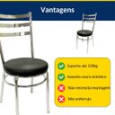 Ver imagem 5 de Cadeira de Cozinha Redonda com Reforço Cromada Assento Grosso Preto Kit 4 Unidades