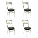 Ver imagem 1 de Cadeira de Cozinha Redonda com Reforço Cromada Assento Grosso Preto Kit 4 Unidades