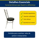 Ver imagem 2 de Cadeira de Cozinha Redonda com Reforço Cromada Assento Grosso Preto Kit 4 Unidades