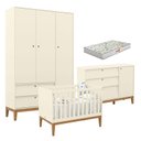 Ver imagem 1 de Quarto de Bebe Unique 3 Portas com Cômoda Sapateira Off White Eco Wood e Colchão Gazin - Matic