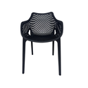 Ver imagem 1 de Cadeira Poltrona Design Moderno Vazado em Polipropileno com Braço - Preto