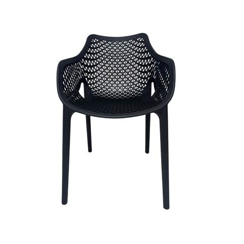 Cadeira Poltrona Design Moderno Vazado em Polipropileno com Braço - Preto