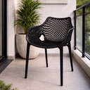 Ver imagem 4 de Cadeira Poltrona Design Moderno Vazado em Polipropileno com Braço - Preto