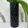 Vaso preto alto de cerâmica trabalhado decorativo - 4