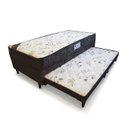 Ver imagem 1 de Cama Solteiro C/ cama Auxiliar Ortopédica 88 x 188- Suede Marrom - Tampo Bambu Marrom