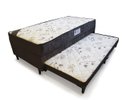 Ver imagem 1 de Cama Solteiro C/ cama Auxiliar Ortopédica 88 x 188- Suede Marrom - Tampo Bambu Marrom