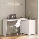 Ver imagem 1 de Mesa para Escritório Extensível em L ou Reta Ripado Milão 2 Portas 180cm MDF Branco Yescasa