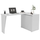 Ver imagem 6 de Mesa para Escritório Extensível em L ou Reta Ripado Milão 2 Portas 180cm MDF Branco Yescasa