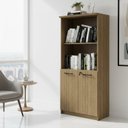 Ver imagem 1 de Armário Escritório Aberto 155,8cm com 2 Portas Chave e Prateleiras Office Marrom/Amêndoa/Preto