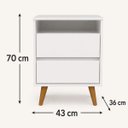 Ver imagem 7 de Mesa de Cabeceira Quarto Pequeno 2 Gavetas 1 Nicho Pé Palito Brilhante Branco