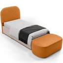Ver imagem 3 de Cabeceira Cama Box 100cm Lanna com Puff Recamier Doha W01 Couríssimo Whisky - Lyam Decor
