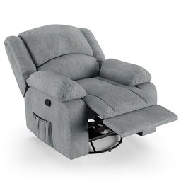 Poltrona do Papai Reclinável Pietra Glider Giratória Usb Fh9 Linho Cinza - Mpozenato - 1