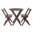 Ver imagem 1 de Mesa Madeira 68cm Diametro Dobravel com 2 Cadeiras Bares Imbuia / Liso